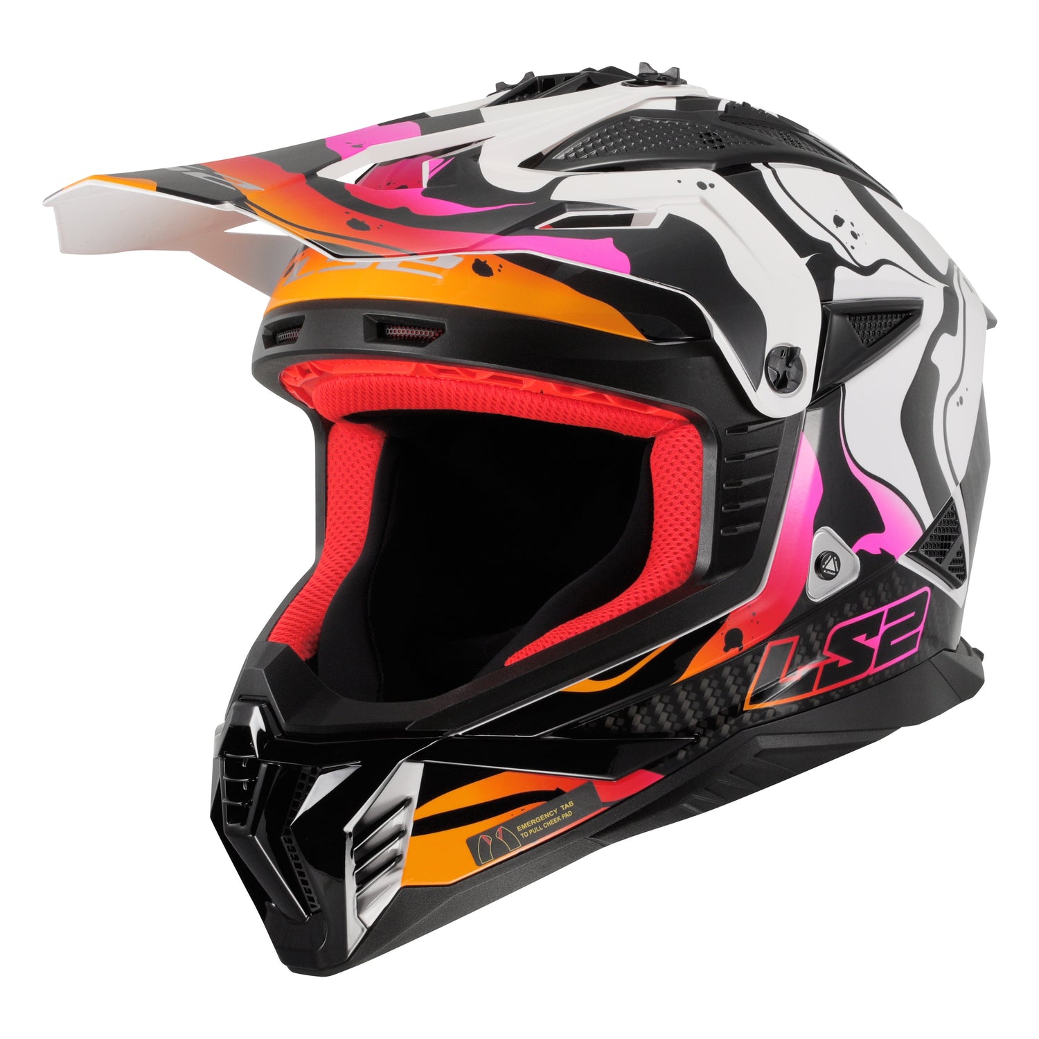 CASCO INTEGRAL LS2 GATE II WASH BLANCO BRILLANTE NARANJA MORADO