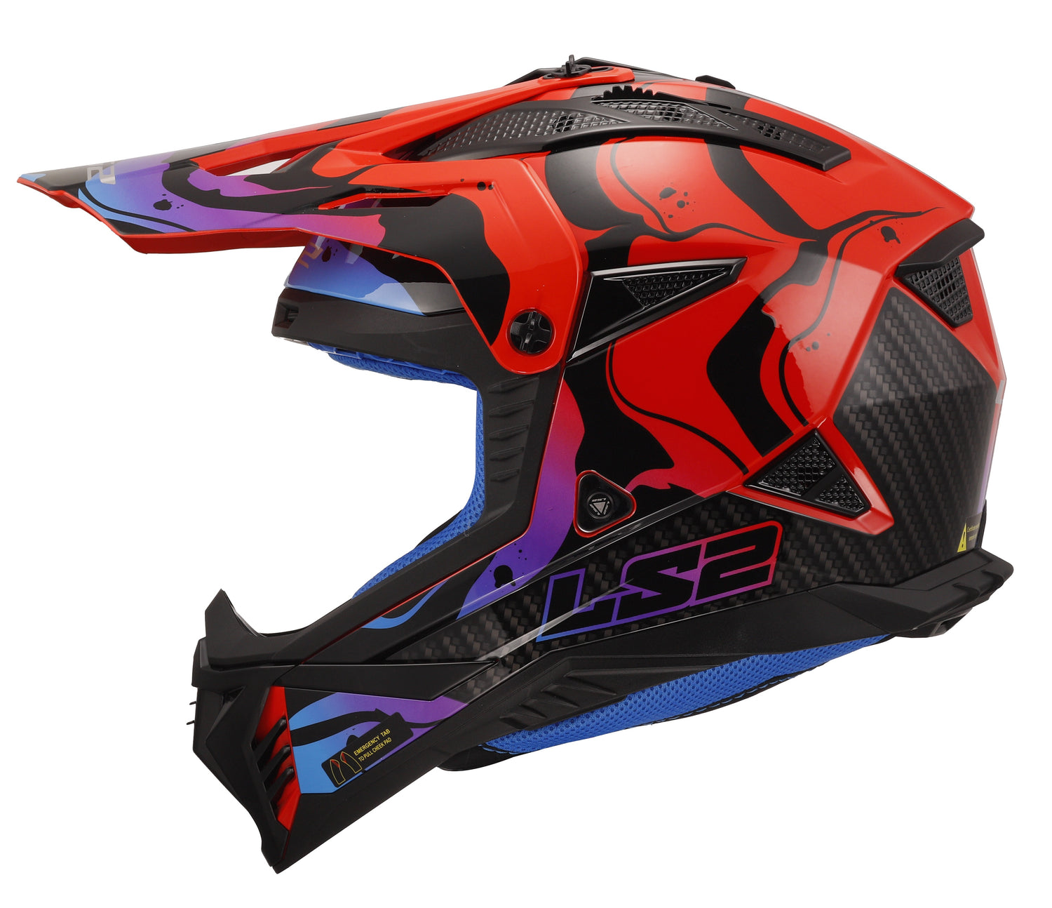 CASCO INTEGRAL LS2 GATE II LAVADO GLOSS ROJO AZUL MORADO