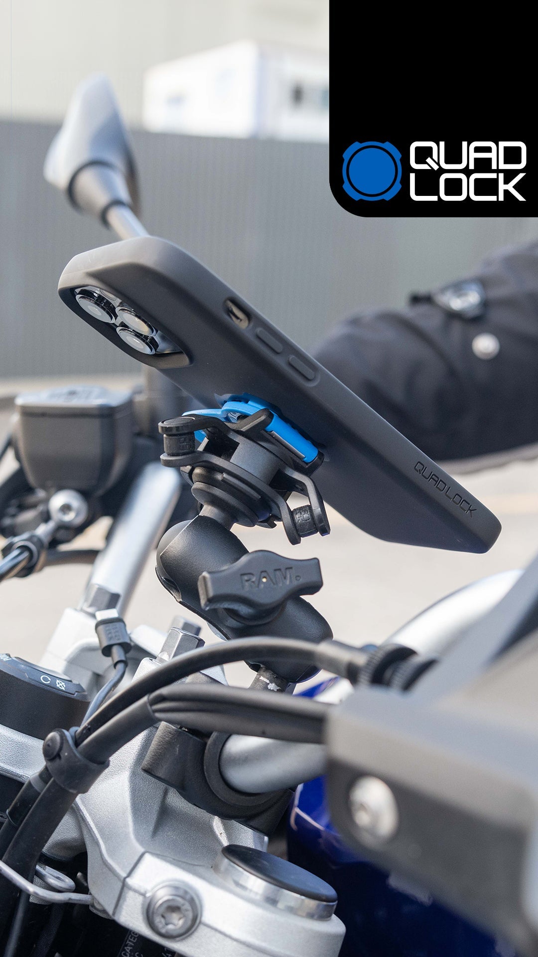 Adaptador Bola 1 Pulgada Quad Lock Moto: Montaje Seguro Compatible RAM