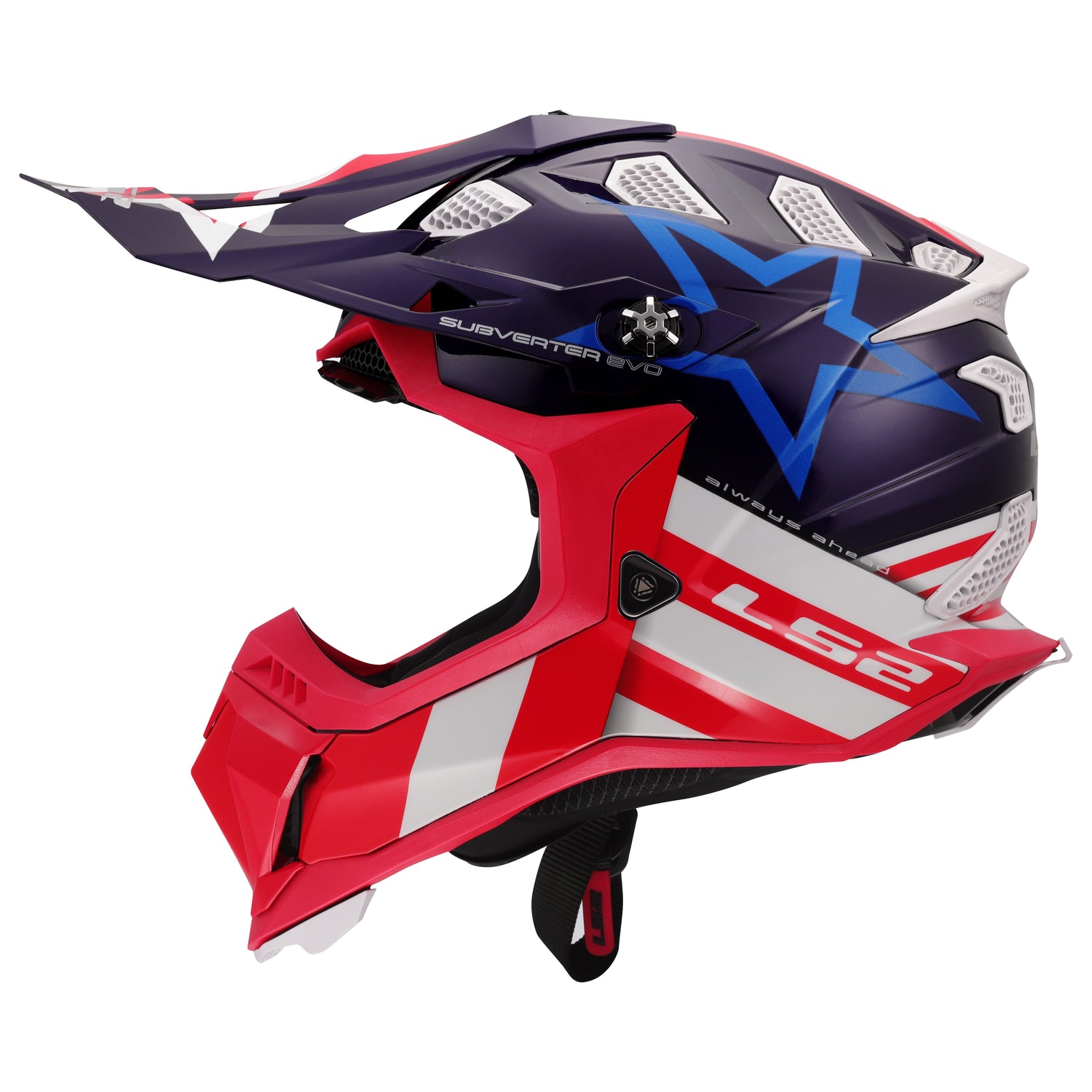 CASCO INTEGRAL LS2 SUBVERTER EVO CONSTELLATION ROJO BRILLANTE BLANCO AZUL MX
