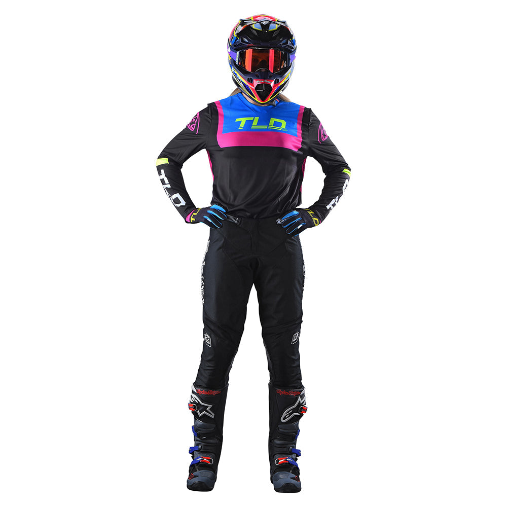 Maillot Troy Lee Designs GP Brazen Negro Mujer, Rendimiento Ligero Transpirable Moto Enduro