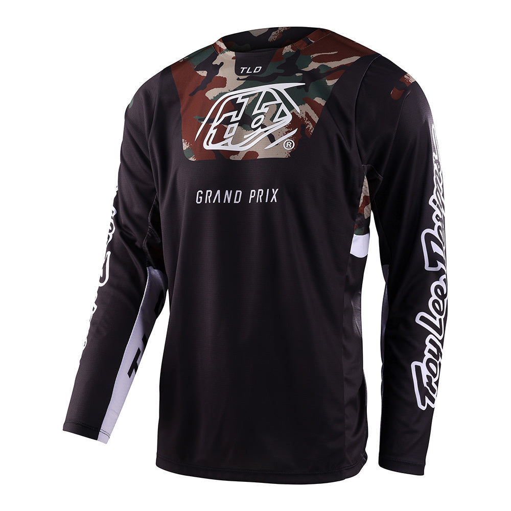 Maillot Troy Lee Designs GP Pro Blends Camo Negro Verde Rendimiento Motocross