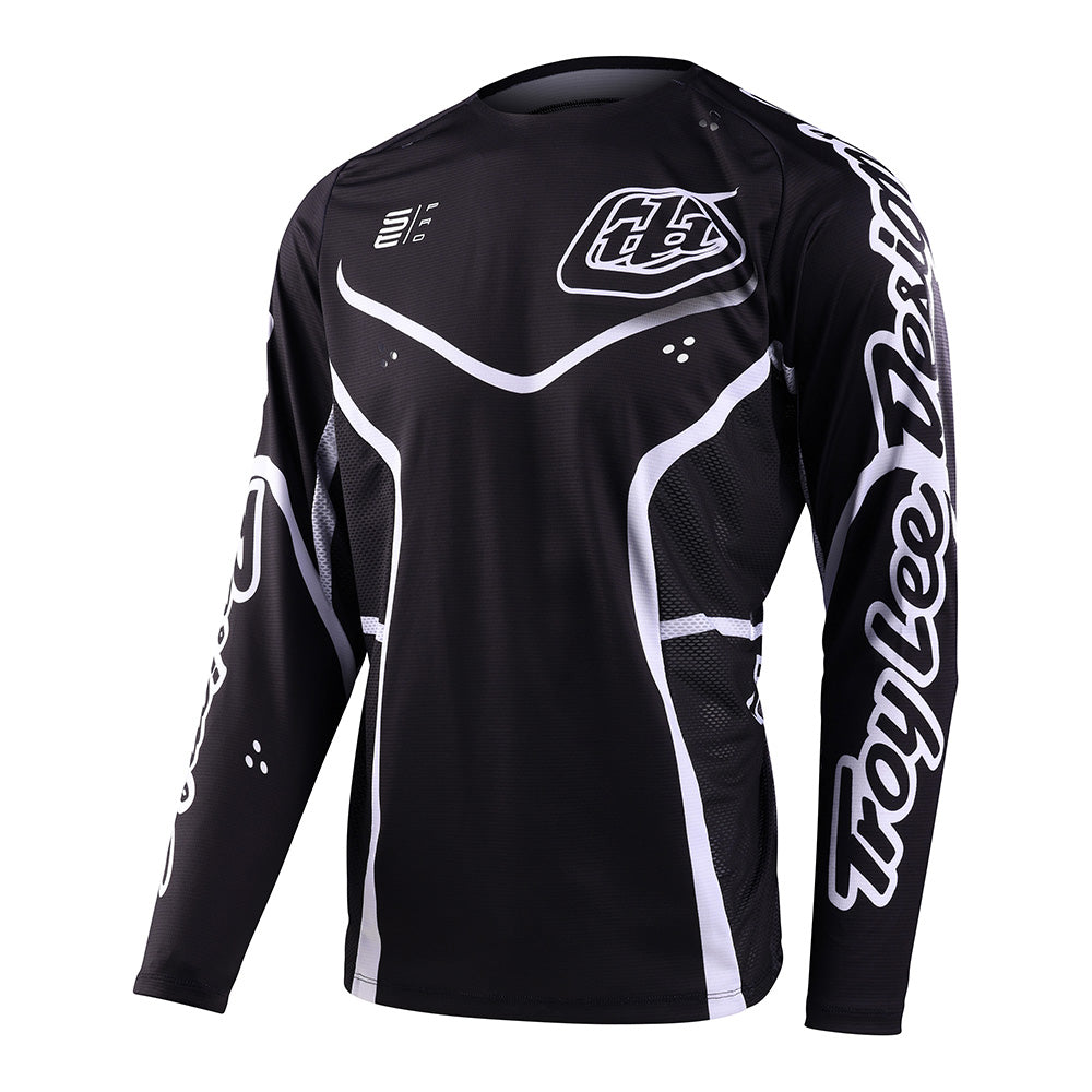 Maillot Troy Lee Designs SE Pro Radian Negro/Blanco Rendimiento MX Enduro