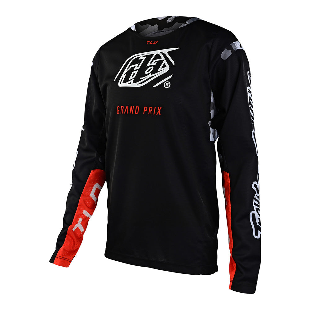 Maillot GP Pro Juvenil Troy Lee Designs Camuflaje Negro Blanco Transpirable Resistente