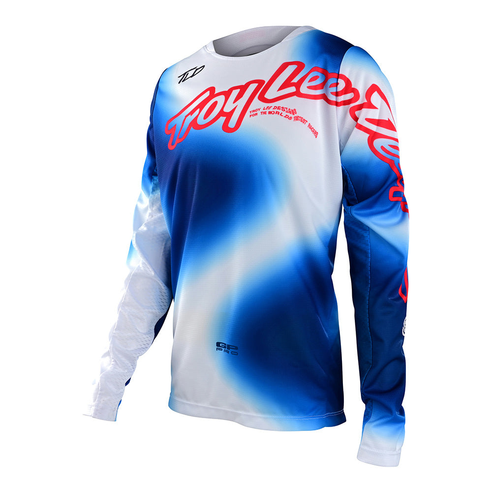 Maillot Motocross Troy Lee Designs GP Pro Juvenil Blanco Azul Ligero Transpirable
