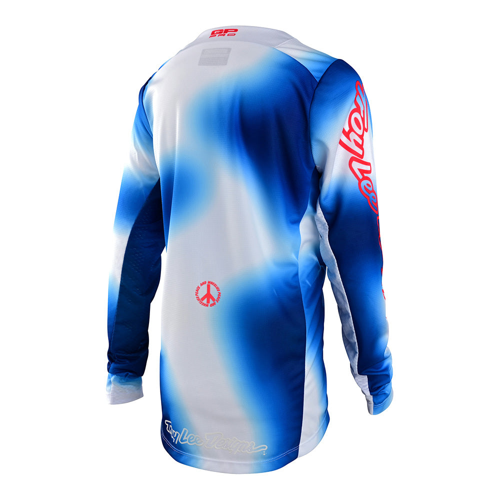 Maillot Motocross Troy Lee Designs GP Pro Juvenil Blanco Azul Ligero Transpirable