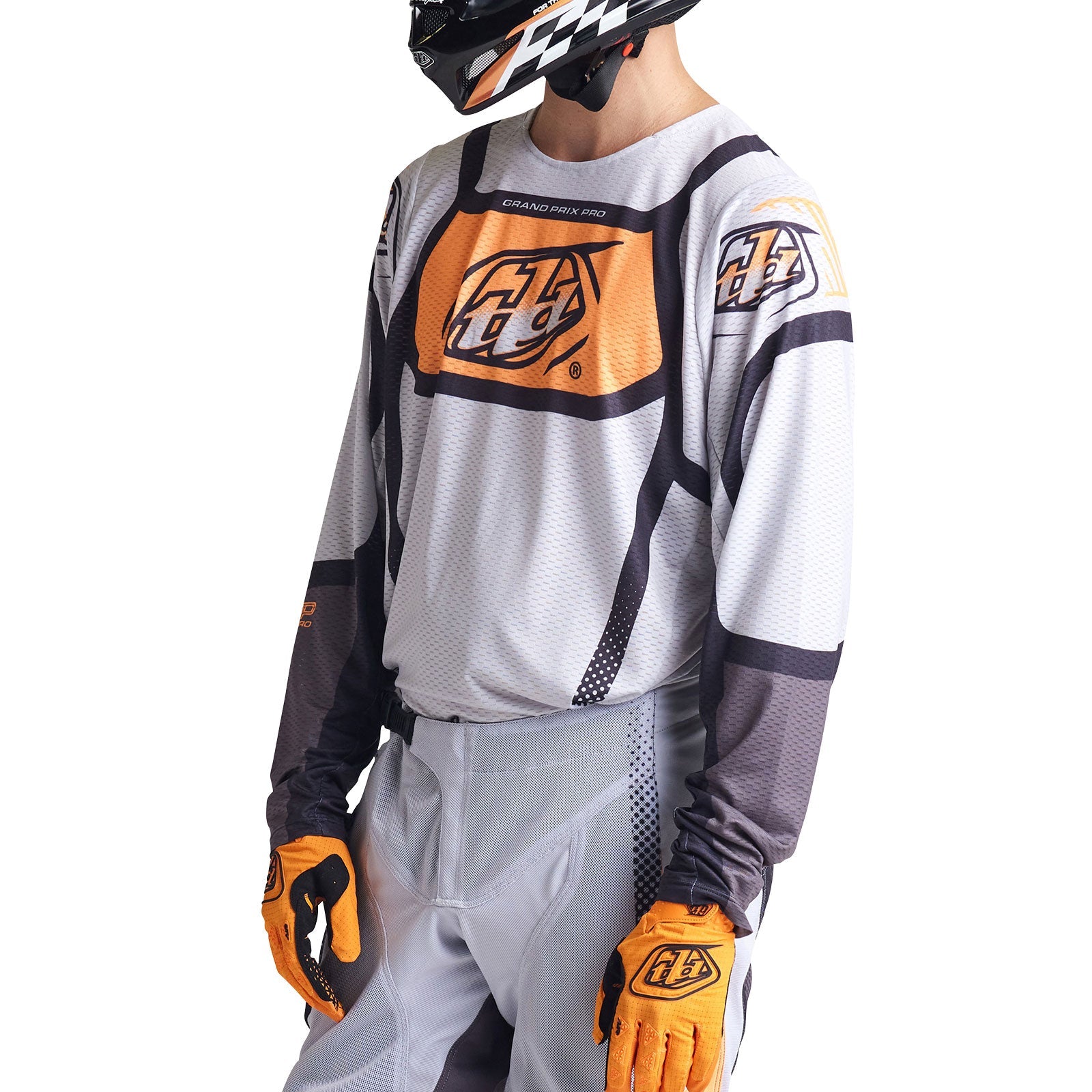 Maillot Troy Lee Designs GP Pro Air Bandas: Transpirable, Motocross, Enduro, Gris/Naranja Neón