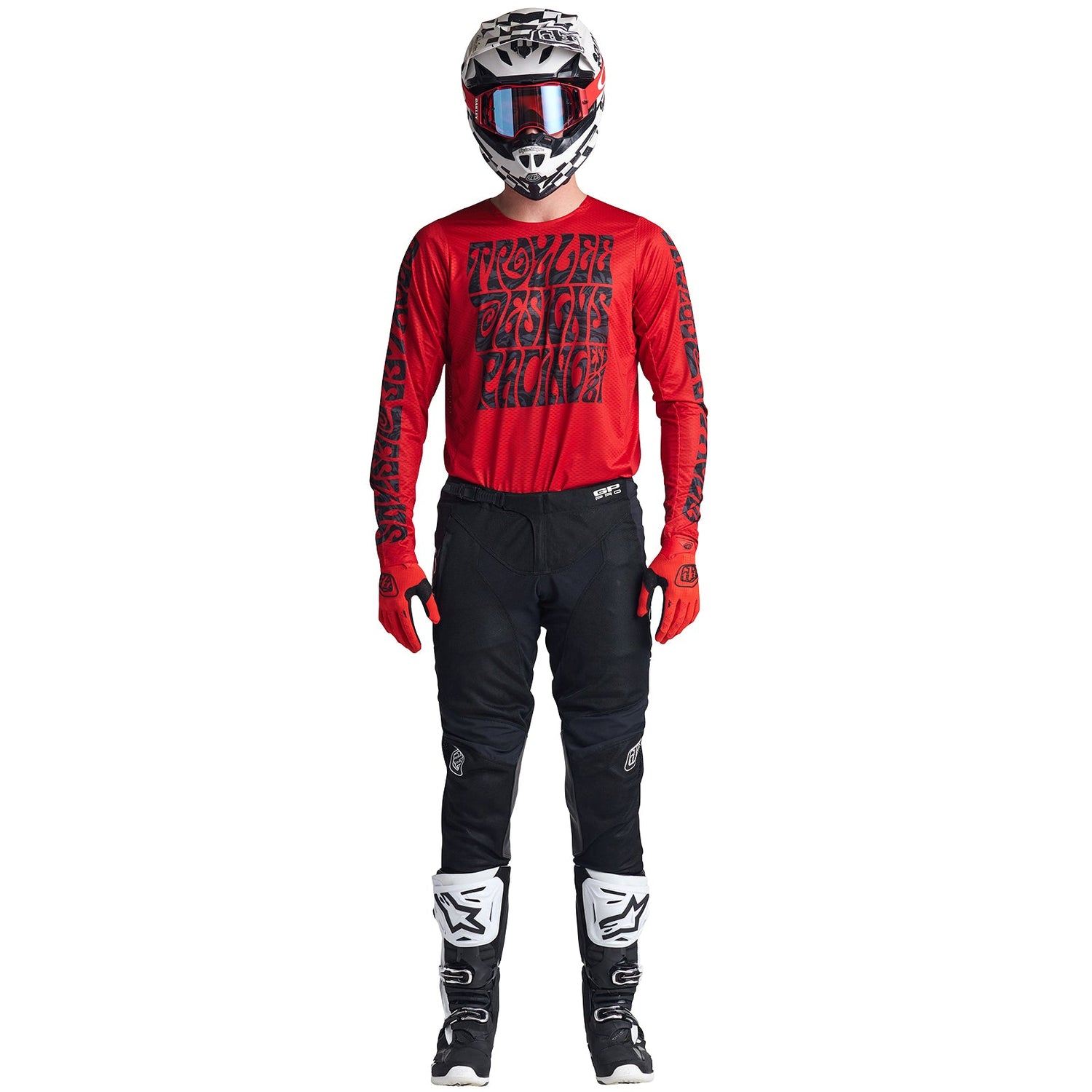 Maillot Troy Lee Designs GP Pro Air Manic Monday Rojo Intenso, Máxima Ventilación