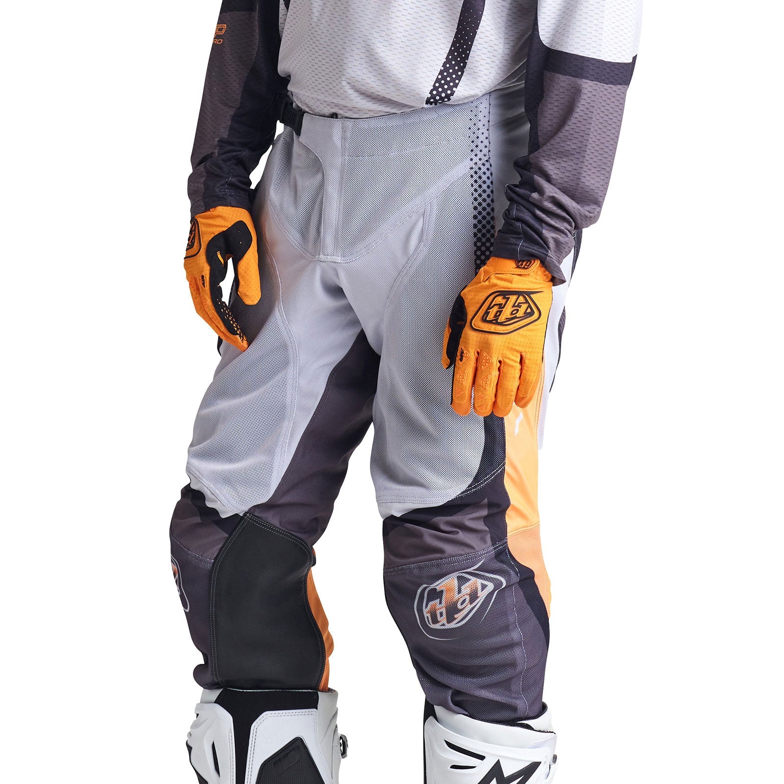 Pantalón Motocross Troy Lee Designs GP Pro Air Gris Naranja Neón Ventilado