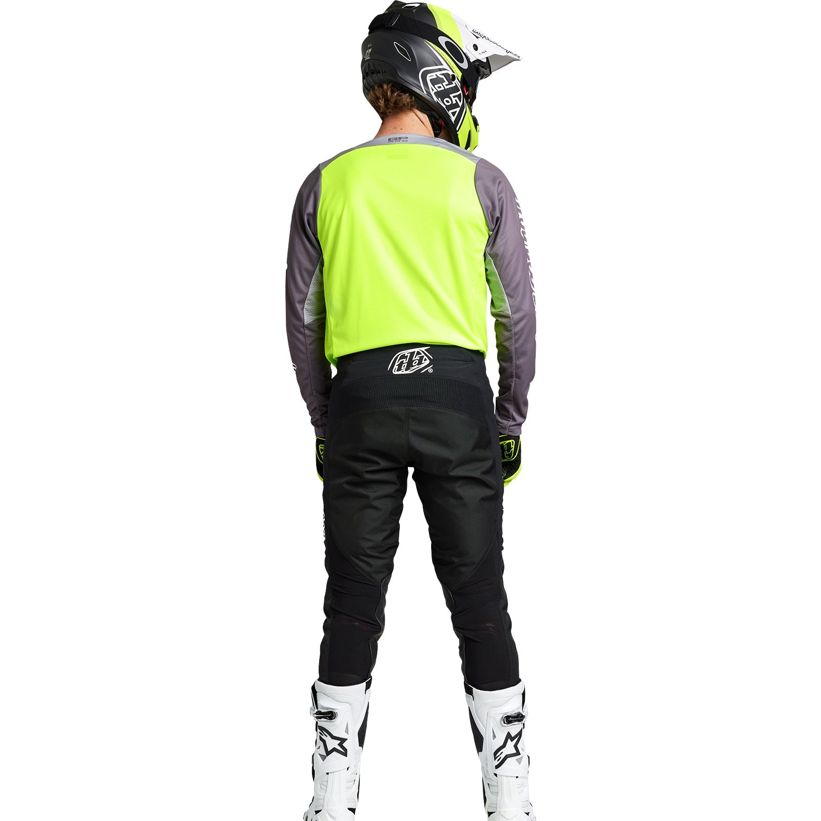 Maillot Troy Lee Designs GP Pro Boltz Plata Verde Fluorescente Motocross Enduro