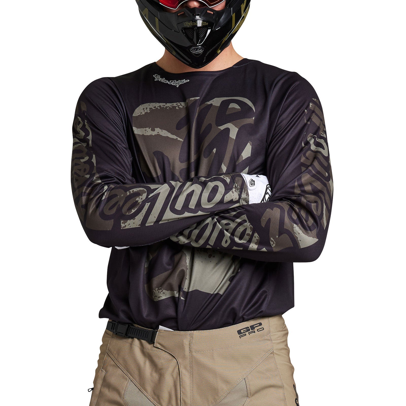 Maillot Troy Lee Designs GP Pro Boxed In Negro/Oliva Rendimiento MX Enduro