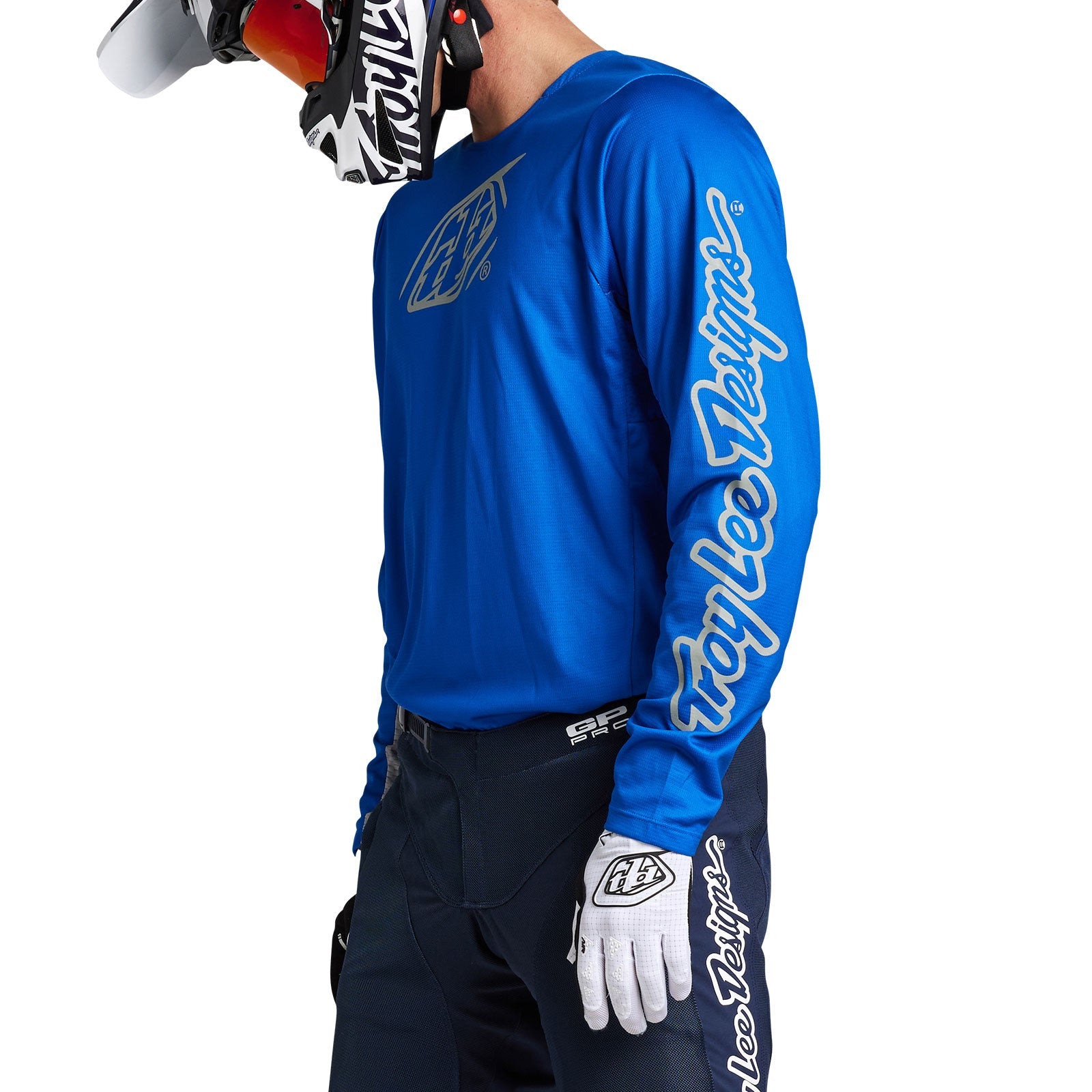 Maillot Troy Lee Designs GP Pro Icon Azul/Plata Motocross Enduro Rendimiento Superior