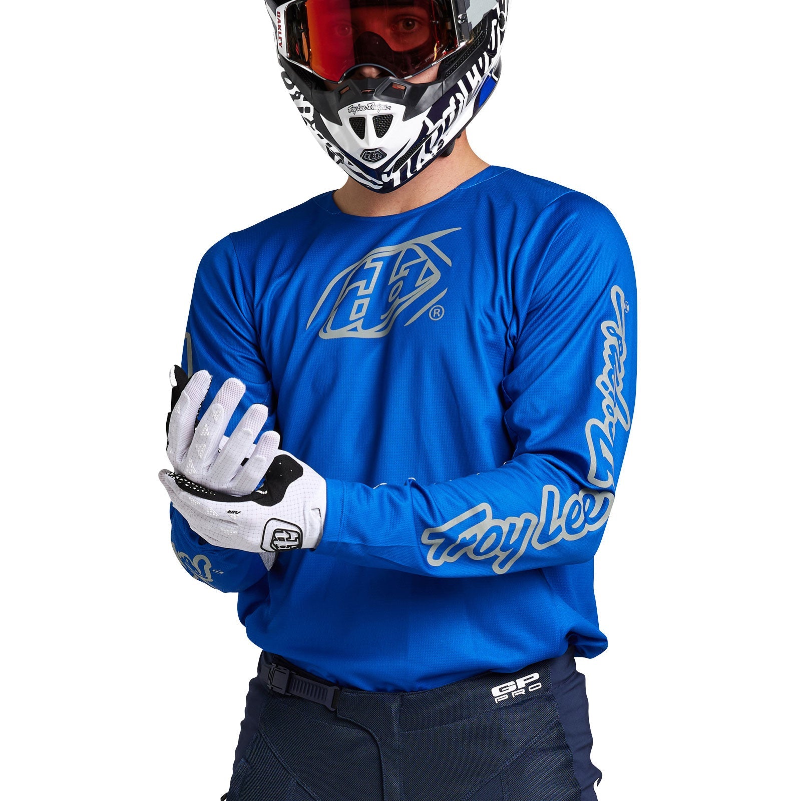 Maillot Troy Lee Designs GP Pro Icon Azul/Plata Motocross Enduro Rendimiento Superior