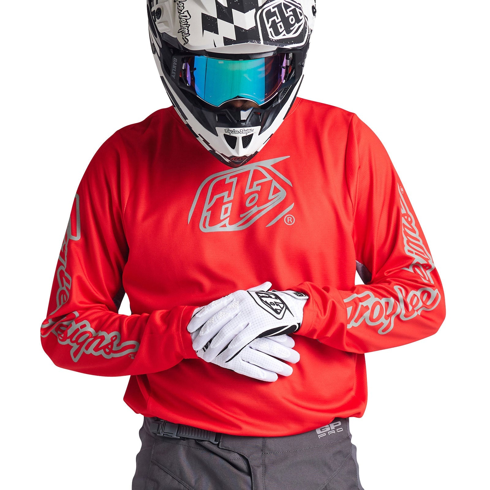 Troy Lee Designs GP Pro Icon Camiseta Motocross Enduro Roja/Gris Ventilada y Reforzada