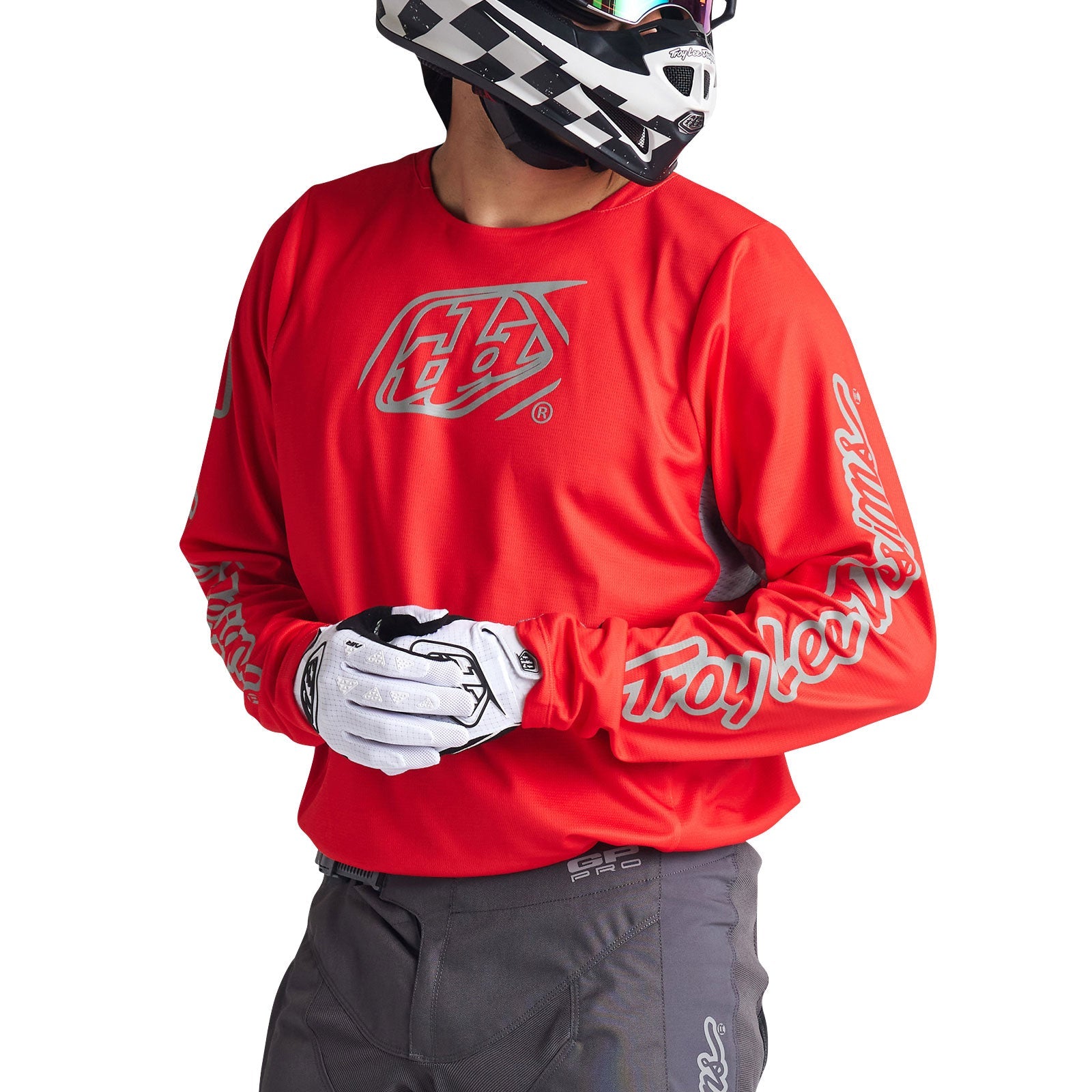 Troy Lee Designs GP Pro Icon Camiseta Motocross Enduro Roja/Gris Ventilada y Reforzada