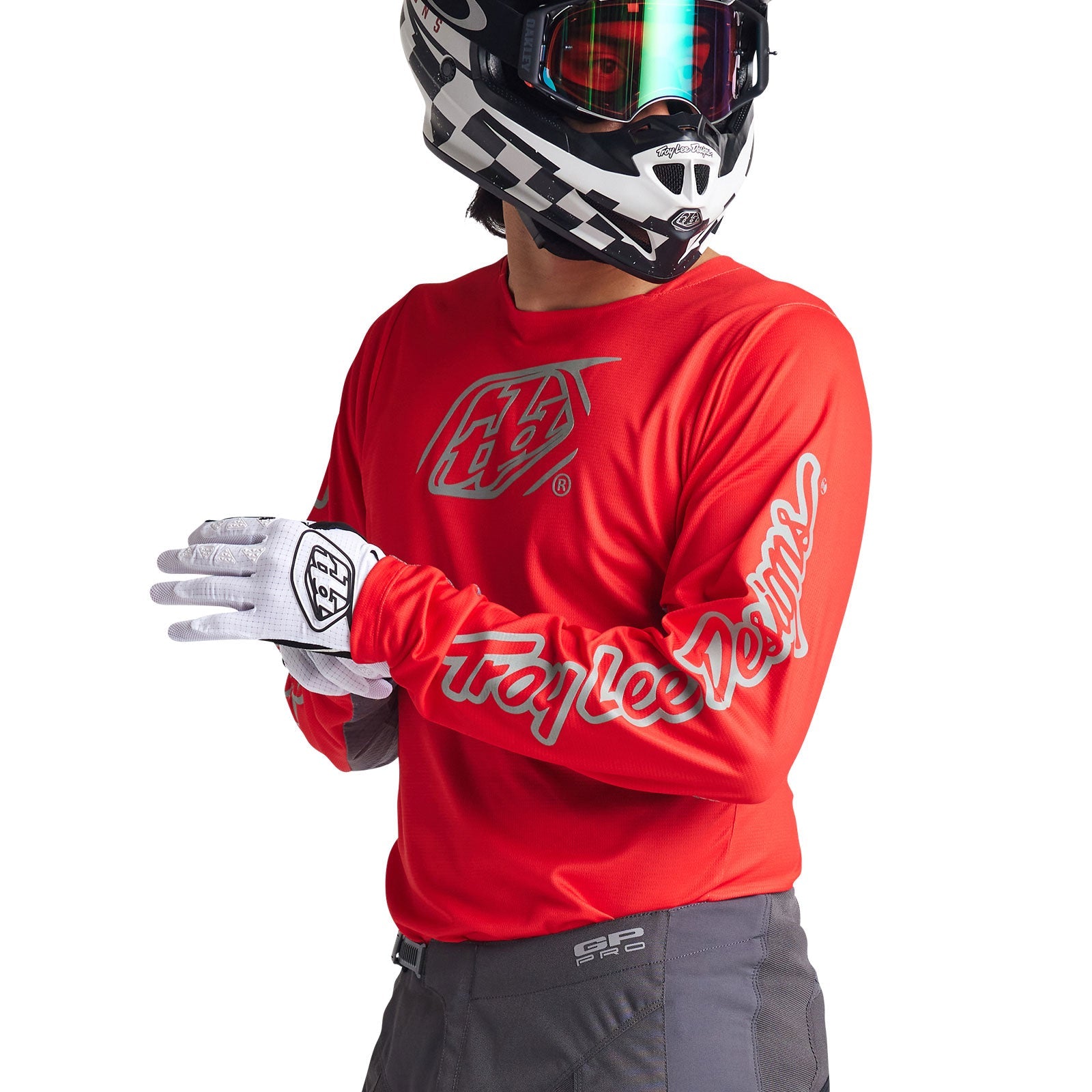 Troy Lee Designs GP Pro Icon Camiseta Motocross Enduro Roja/Gris Ventilada y Reforzada