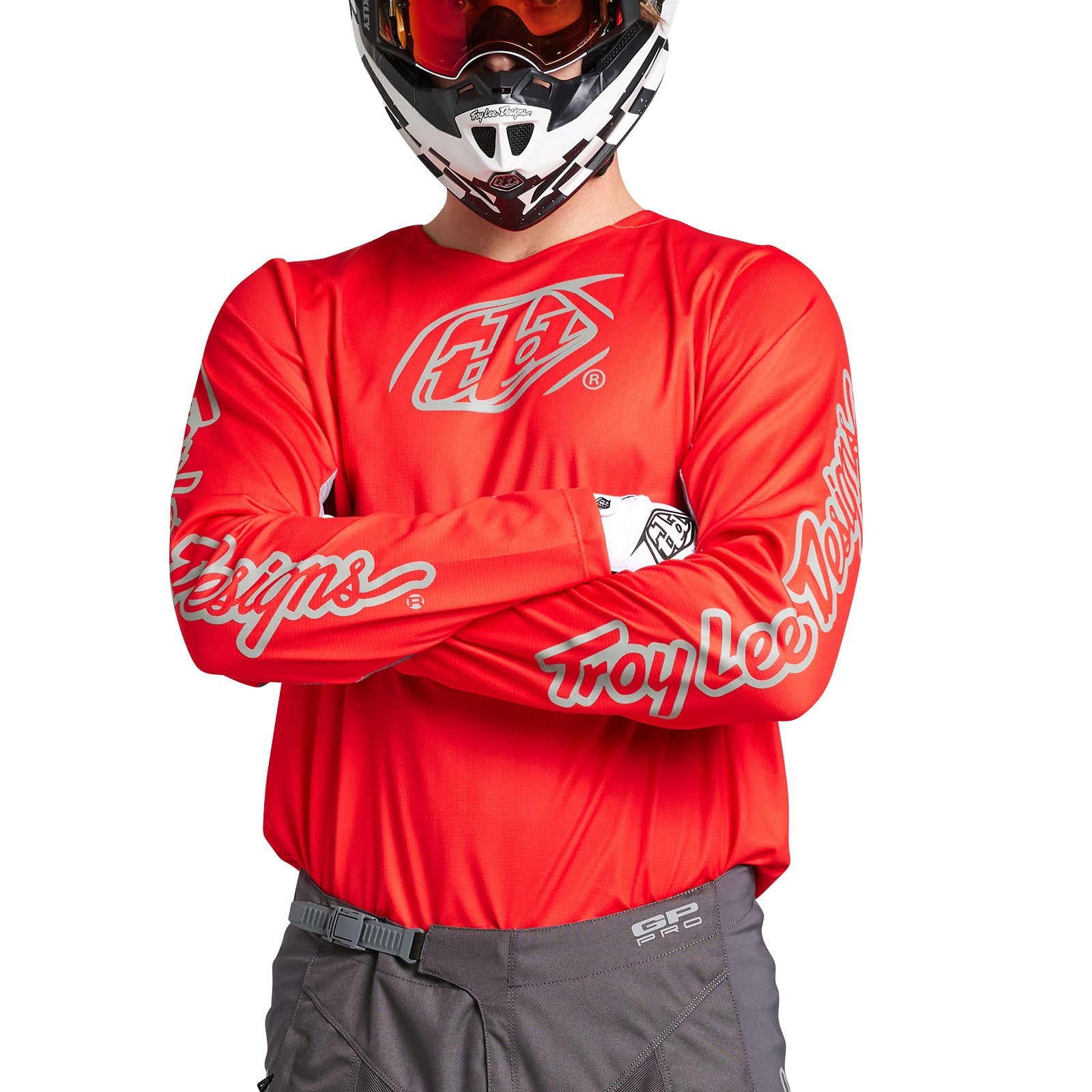 Troy Lee Designs GP Pro Icon Camiseta Motocross Enduro Roja/Gris Ventilada y Reforzada