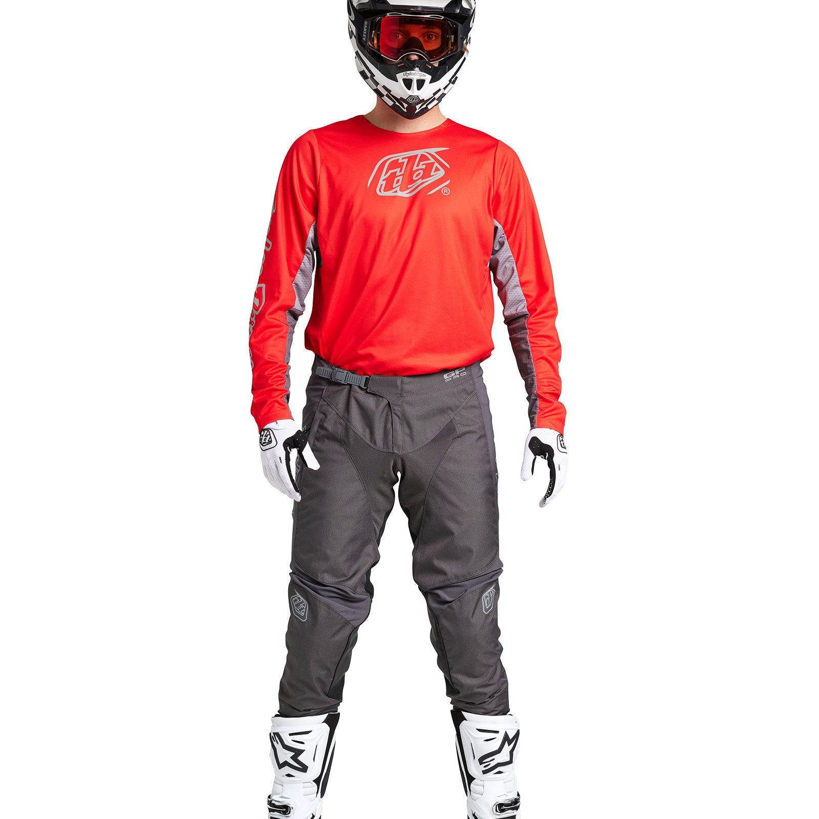 Troy Lee Designs GP Pro Icon Camiseta Motocross Enduro Roja/Gris Ventilada y Reforzada