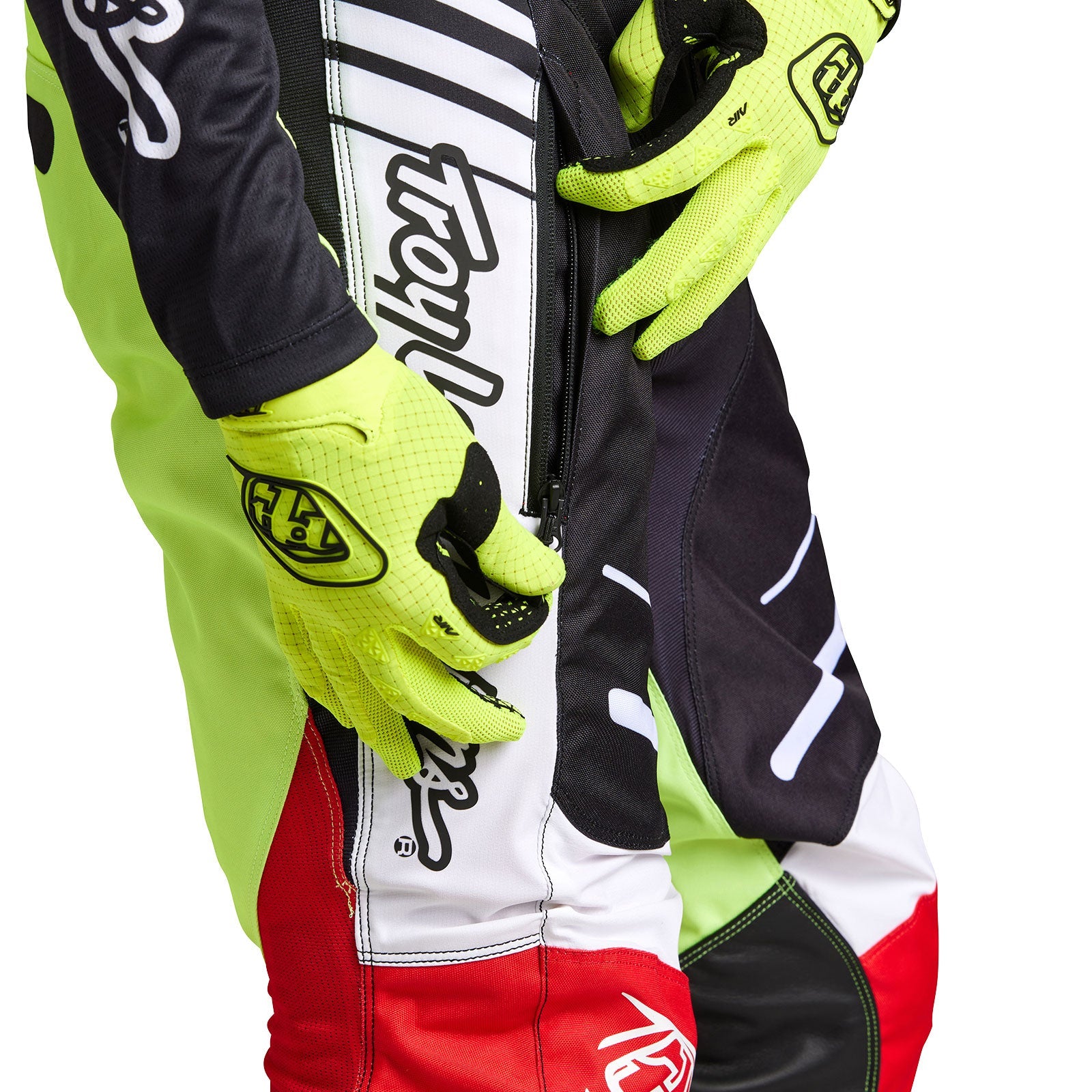 Pantalones Motocross Troy Lee Designs GP Pro Blends, Blancos/Rojos Brillantes