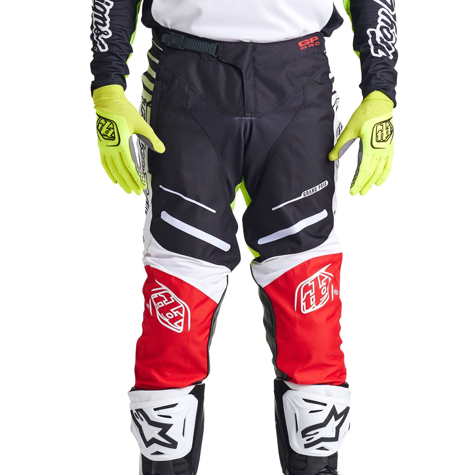 Pantalones Motocross Troy Lee Designs GP Pro Blends, Blancos/Rojos Brillantes