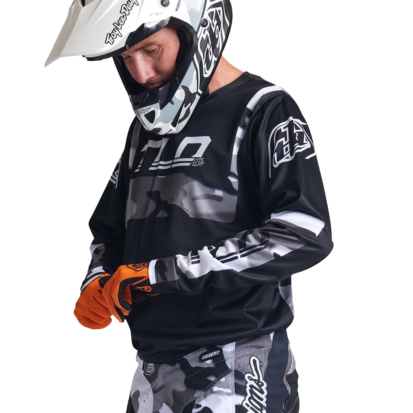 Maillot Motocross GP Troy Lee Designs Camuflaje Gris Rendimiento Duradero Versátil