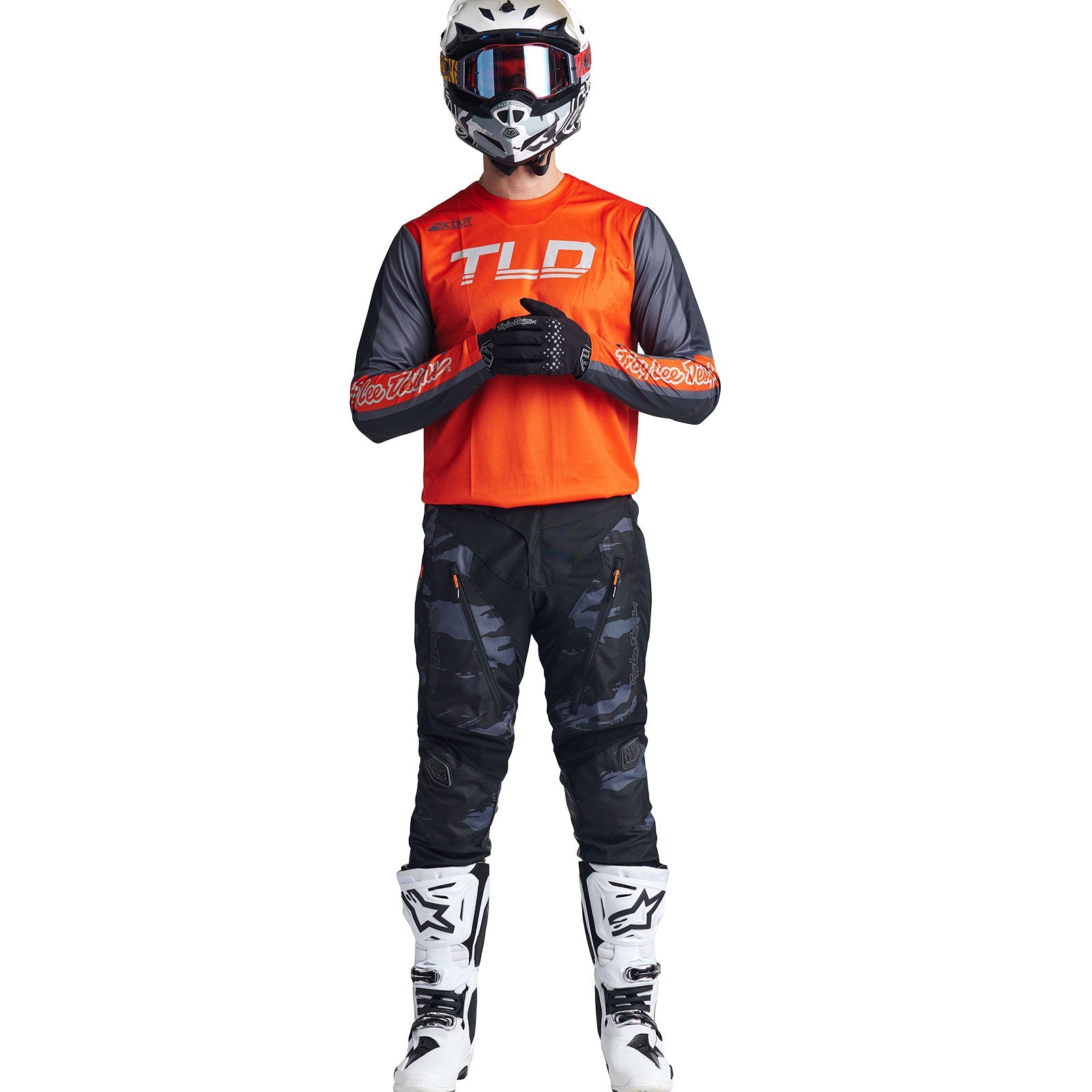 Maillot Troy Lee Designs Scout GP Recon Naranja Neón/Gris: Rendimiento Superior Motocross Enduro