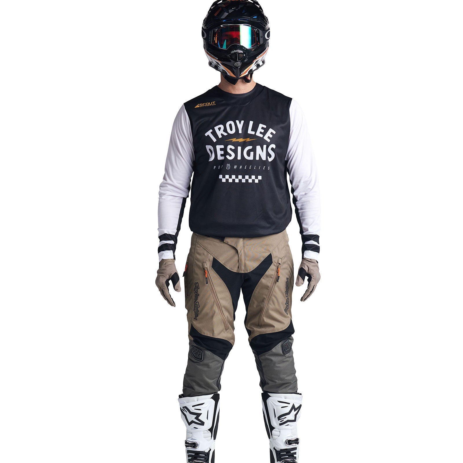 Maillot Troy Lee Designs Scout GP Ride On Negro/Blanco: Rendimiento Ventilado Moto Enduro