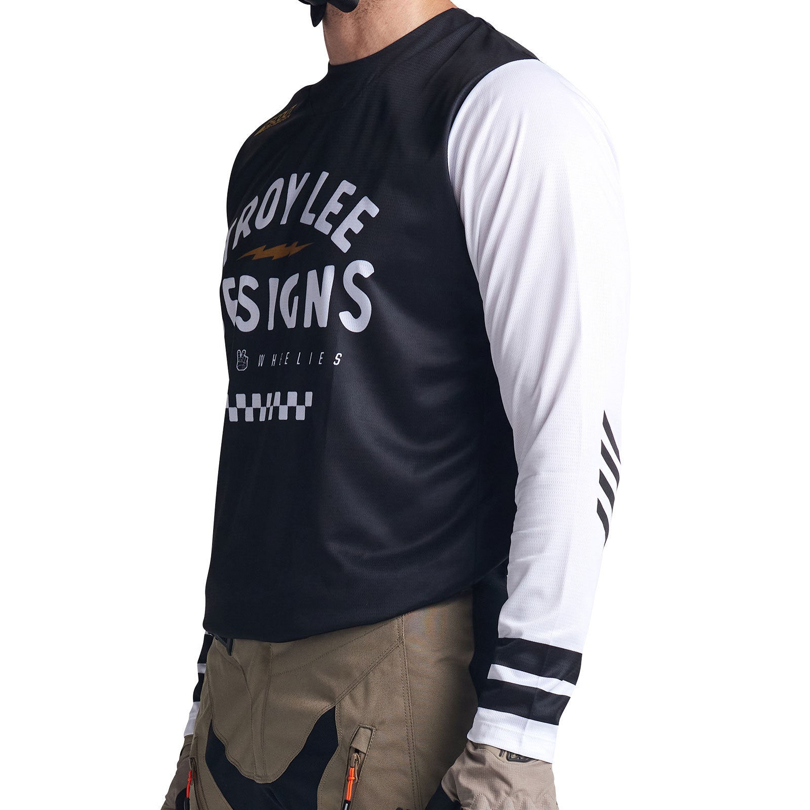 Maillot Troy Lee Designs Scout GP Ride On Negro/Blanco Rendimiento Motocross Enduro Ligero