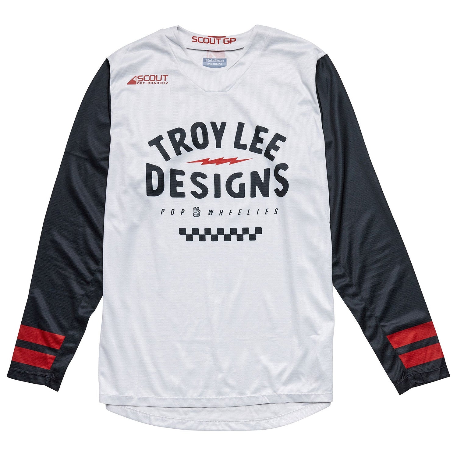 Maillot Troy Lee Designs Scout GP Transpirable Carbón/Blanco Vintage para Moto Trail