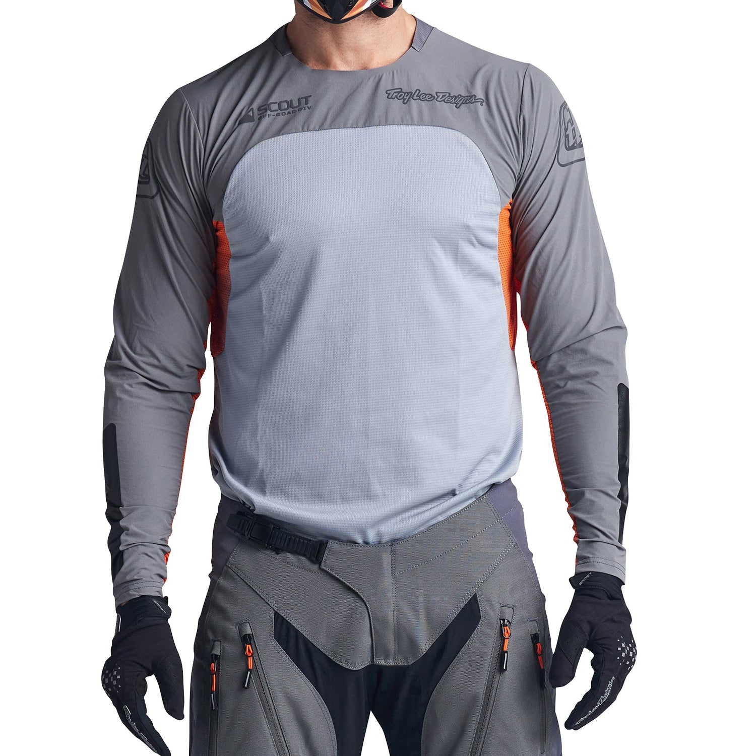 Maillot Troy Lee Designs Scout SE Systems Moto Off-Road Transpirable Gris/Naranja Neón