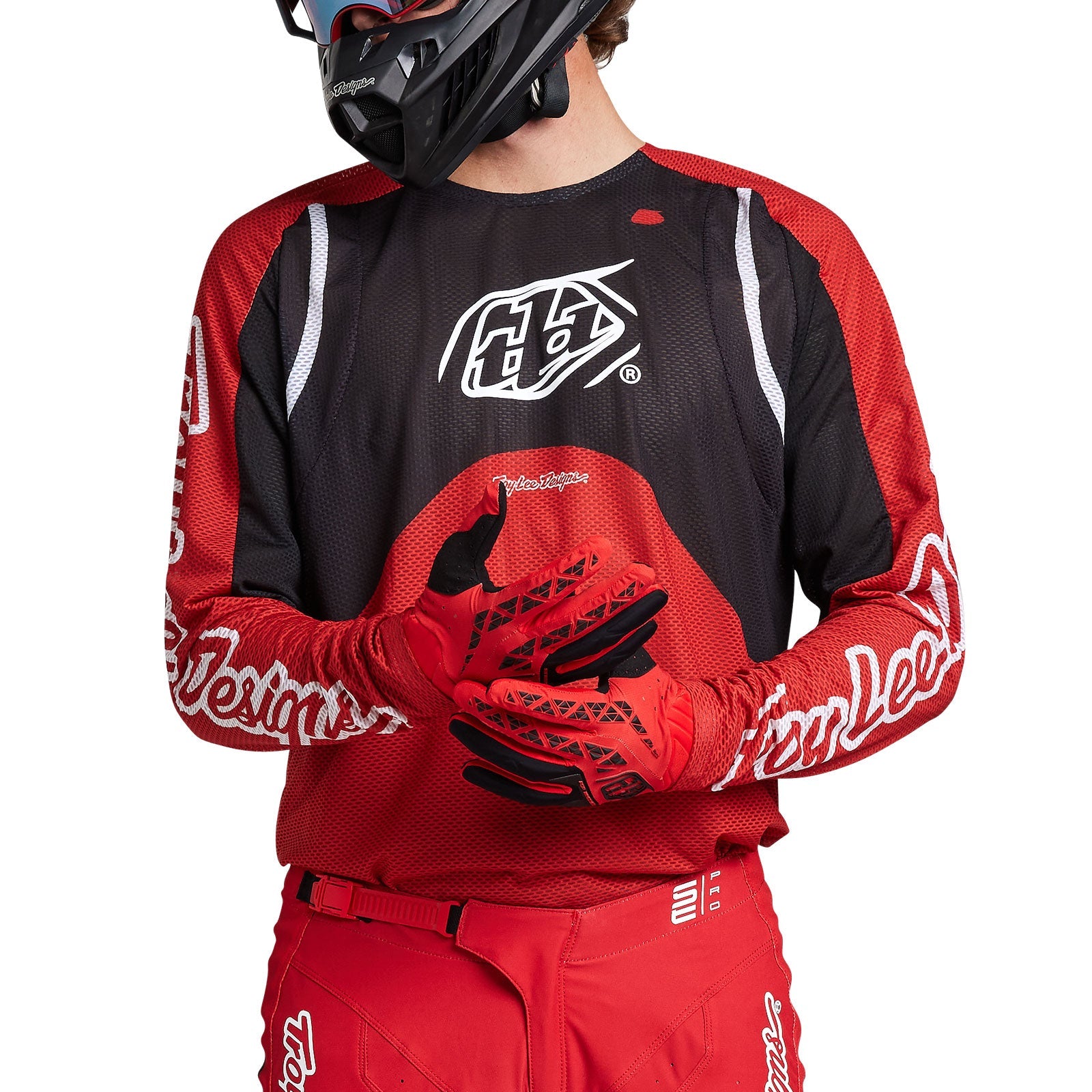 Maillot Troy Lee Designs SE Pro Air Pinned Rojo: Ventilación Superior y Rendimiento MX