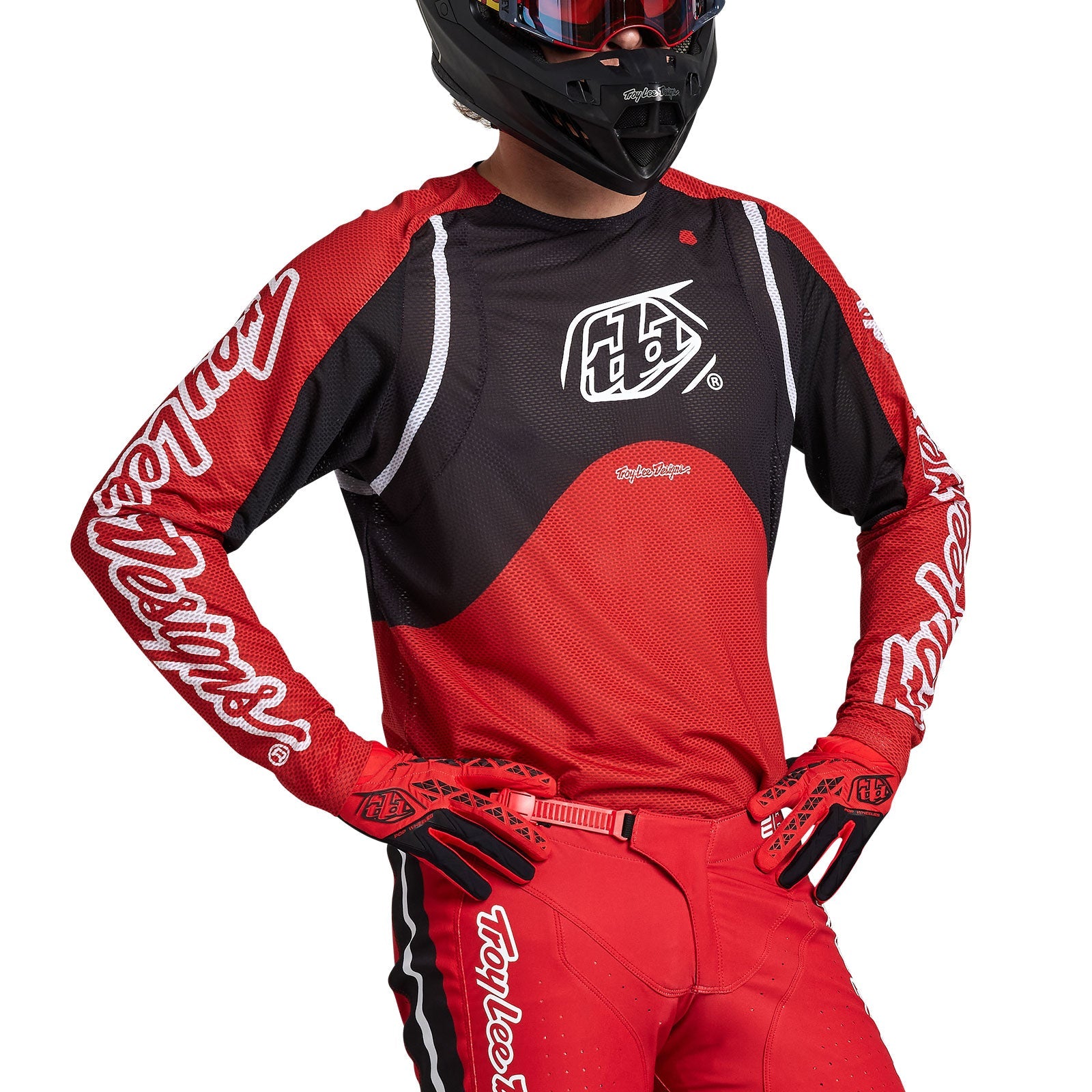 Maillot Troy Lee Designs SE Pro Air Pinned Rojo: Ventilación Superior y Rendimiento MX