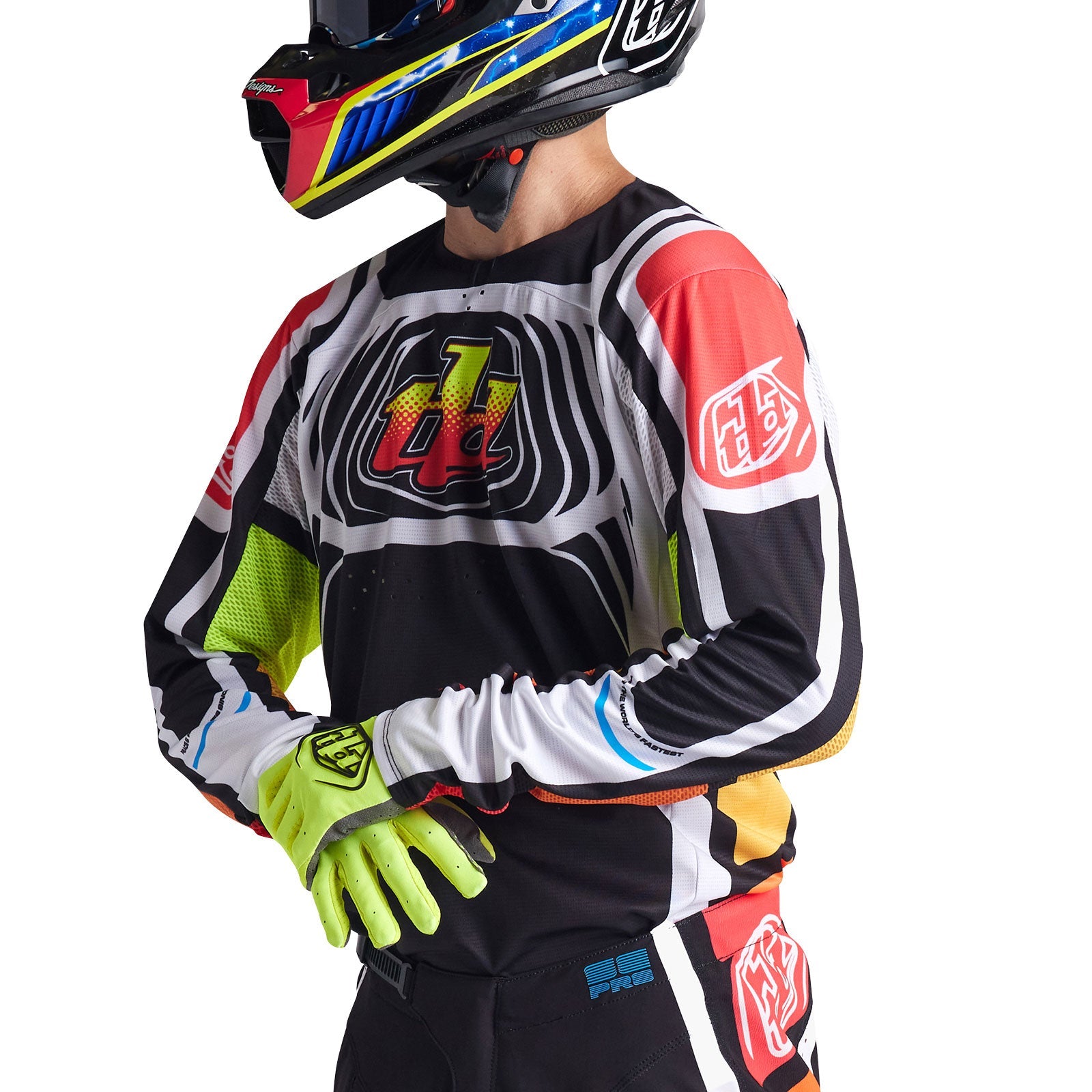 Maillot Troy Lee Designs SE Pro Wavez Negro/Multi: Transpirable, Duradero, Alto Rendimiento