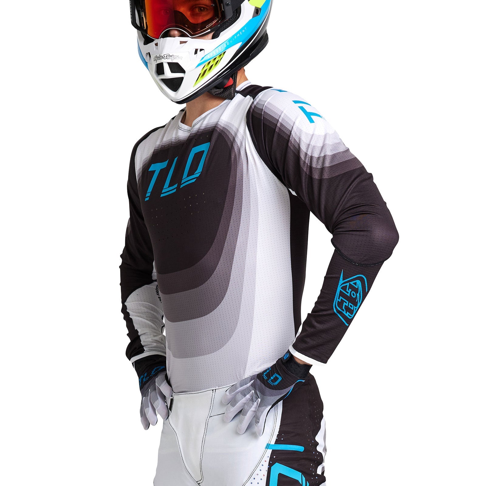 Maillot Troy Lee Designs SE Ultra Reverb Negro/Azul Rendimiento Superior Ventilado