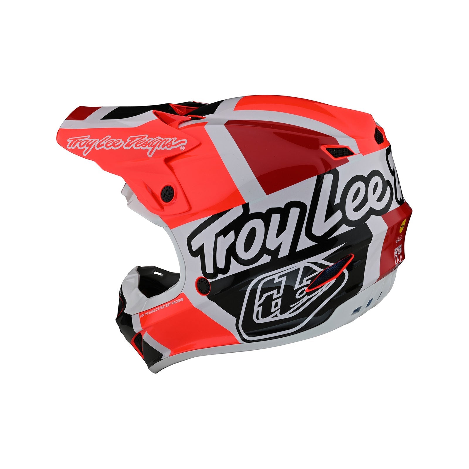 Casco Motocross Troy Lee Designs SE4 Polyacrilita Quattro Rojo/Carbón con MIPS Protección Avanzada