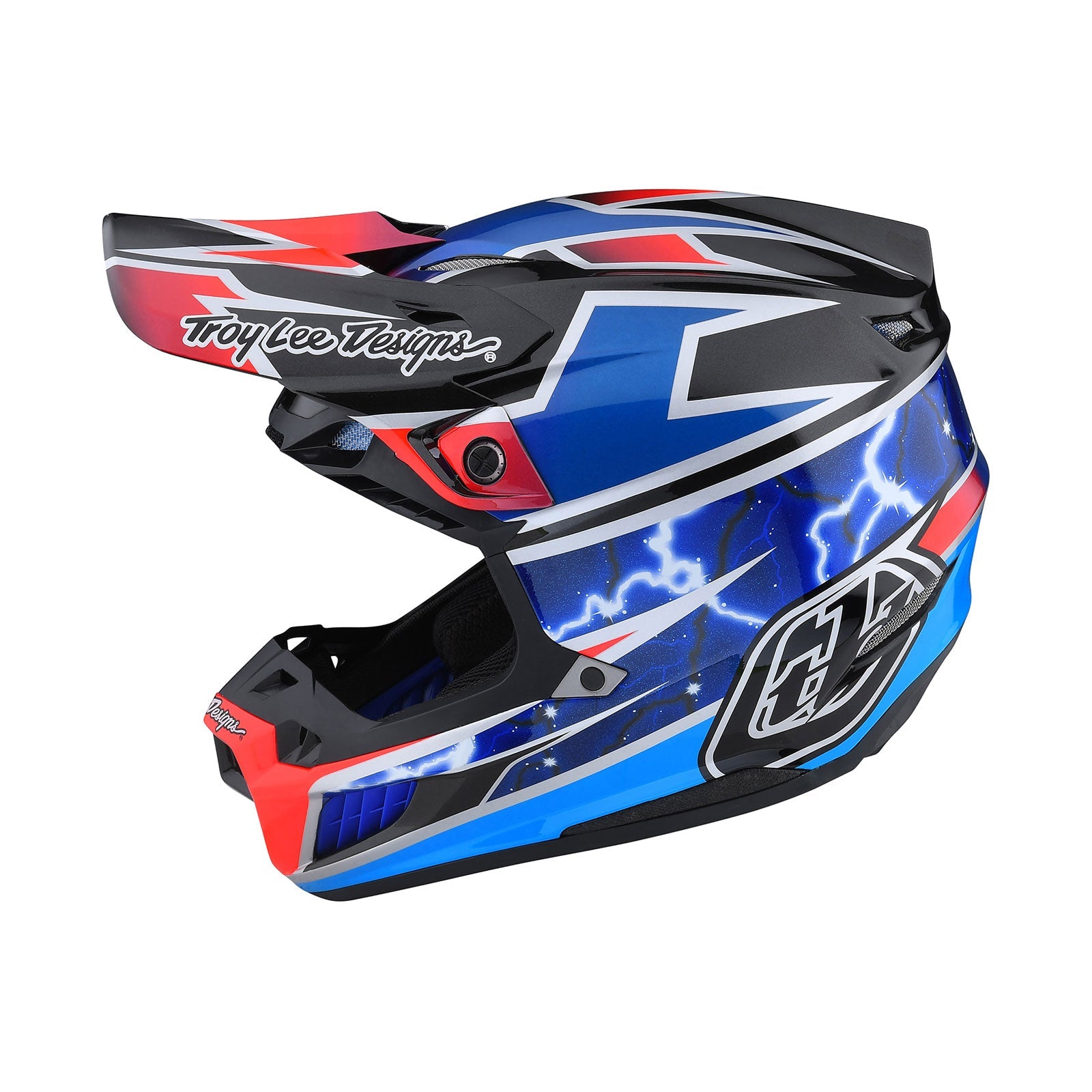 Casco Troy Lee Designs SE5 Composite MIPS Lightning Azul: Protección Avanzada Motocross Enduro