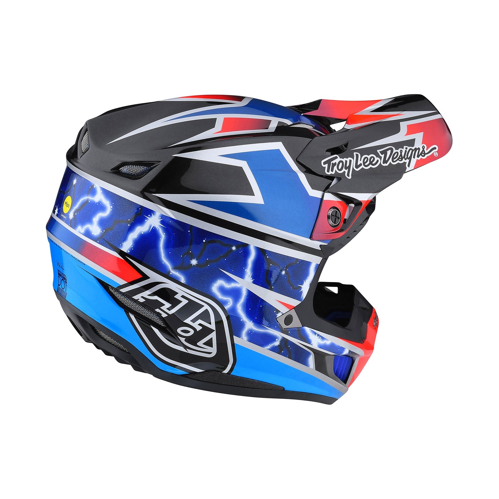 Casco Troy Lee Designs SE5 Composite MIPS Lightning Azul: Protección Avanzada Motocross Enduro