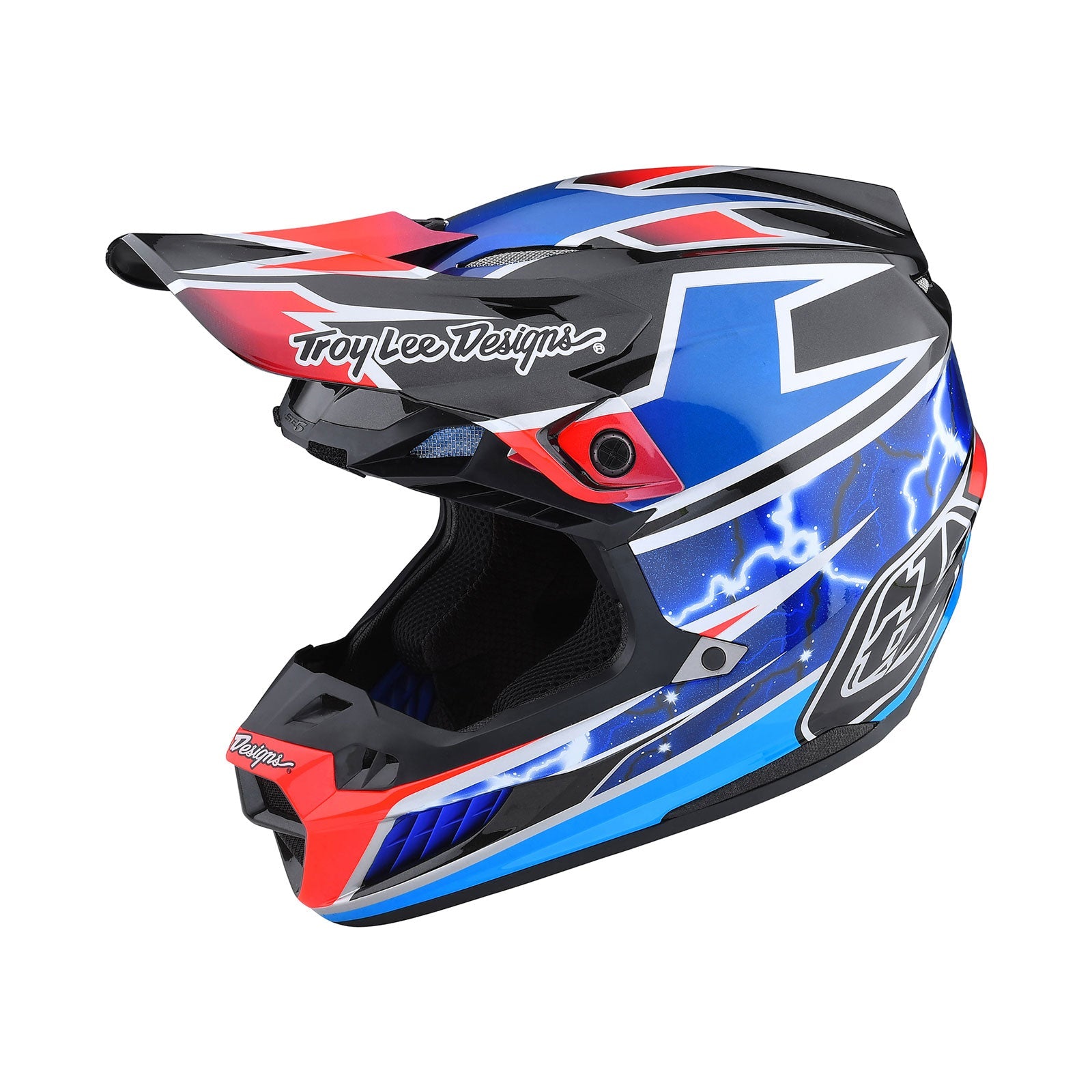 Casco Troy Lee Designs SE5 Composite MIPS Lightning Azul: Protección Avanzada Motocross Enduro