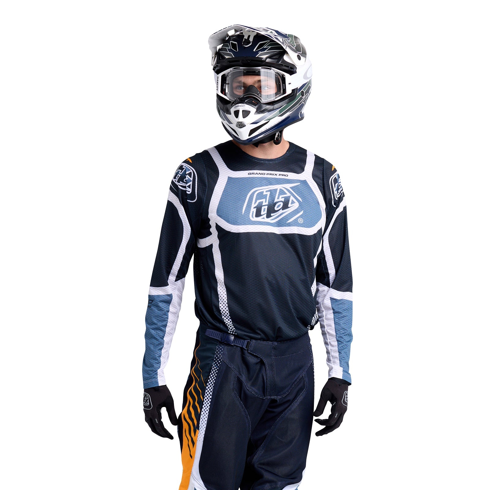 Maillot GP Pro Air Troy Lee Designs Bandas Azul Marino Transpirable Moto Enduro