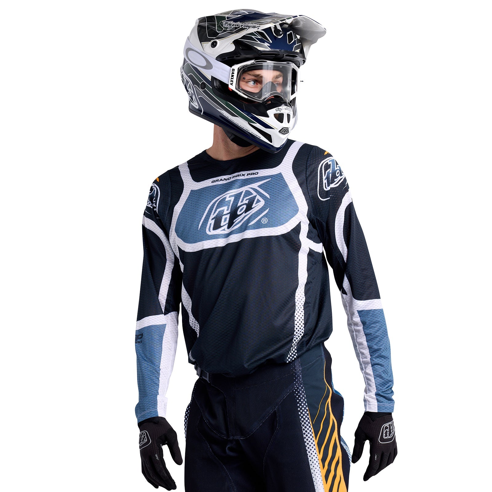 Maillot GP Pro Air Troy Lee Designs Bandas Azul Marino Transpirable Moto Enduro