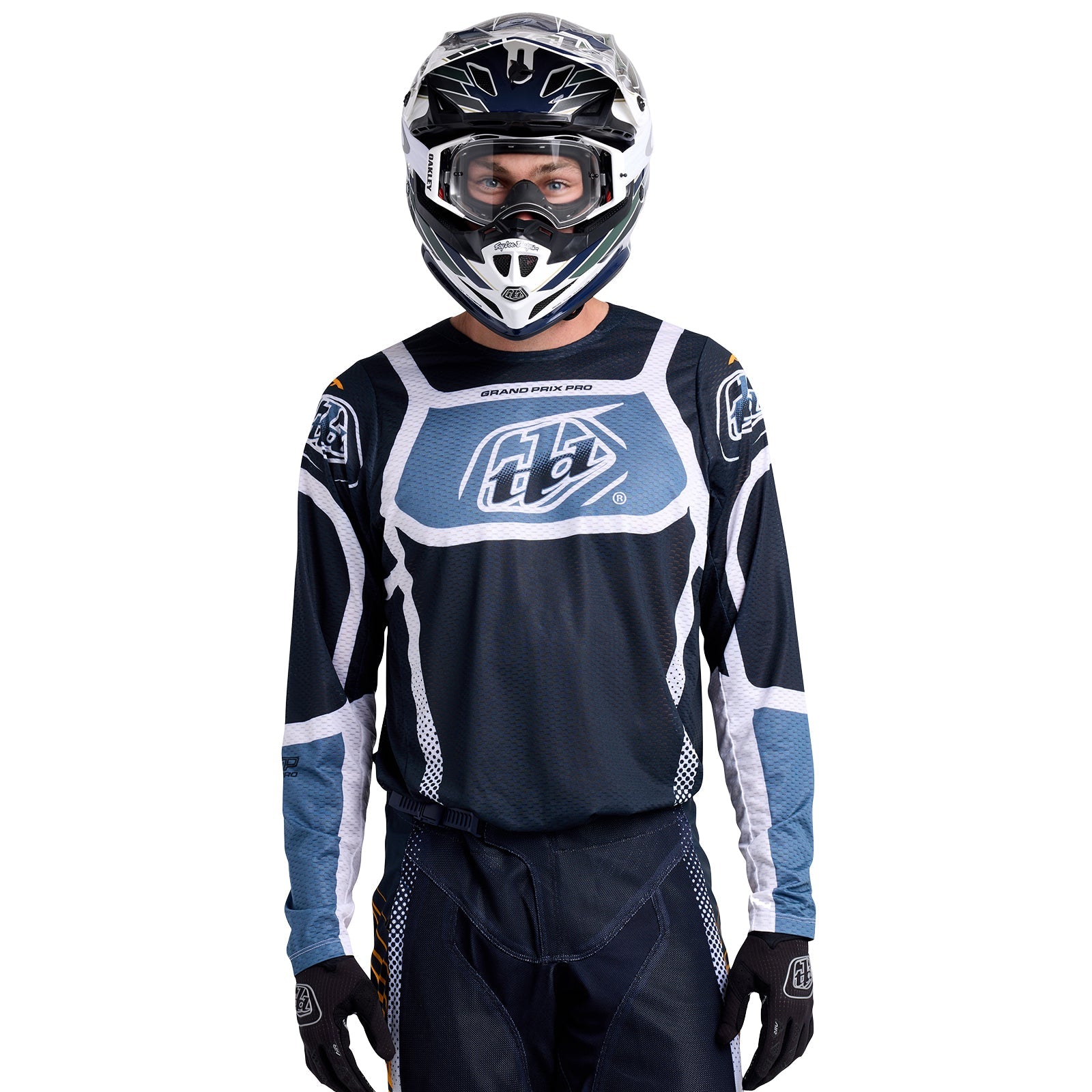 Maillot GP Pro Air Troy Lee Designs Bandas Azul Marino Transpirable Moto Enduro