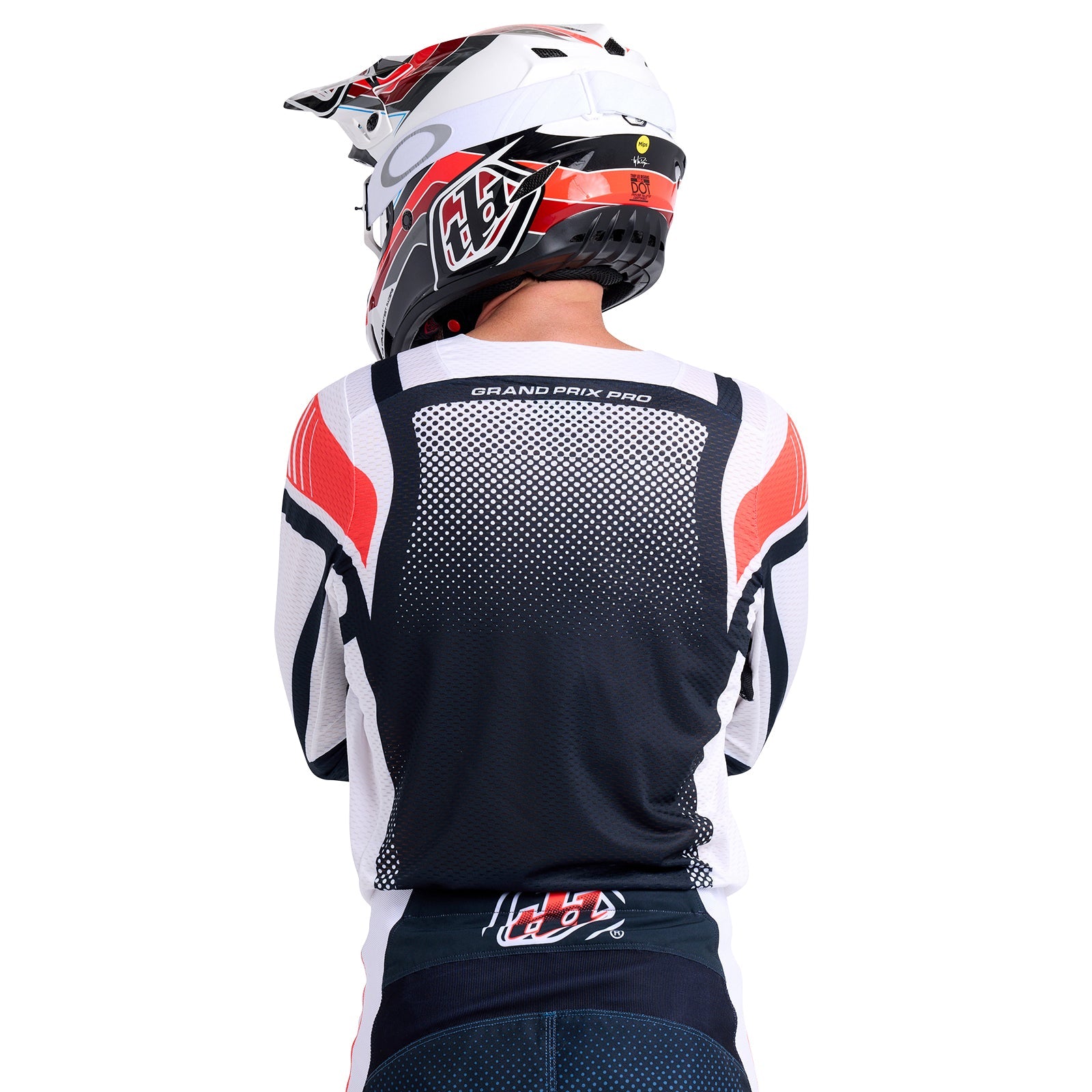 Maillot Troy Lee Designs GP Pro Air Bandas Blanco Índigo Ventilado Ligero