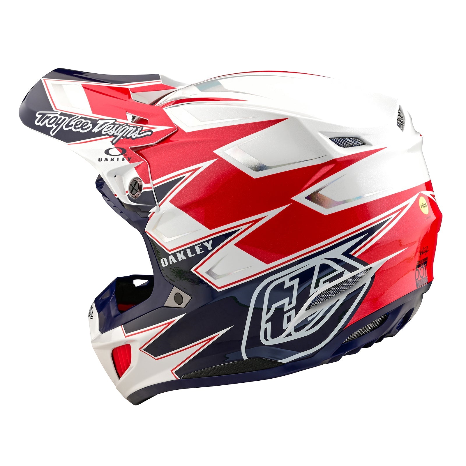 Casco Troy Lee Designs SE5 MIPS Compuesto Visión Blanco Azul Motocross Protección