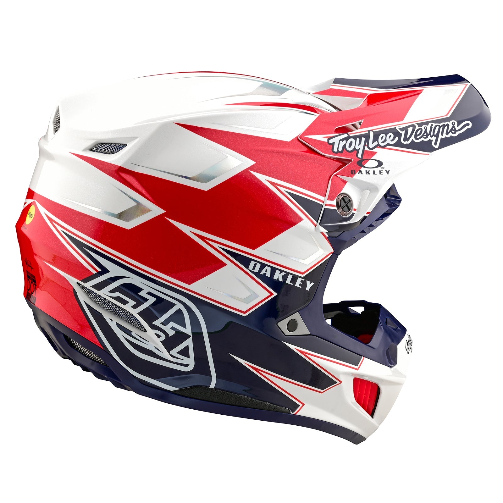Casco Troy Lee Designs SE5 MIPS Compuesto Visión Blanco Azul Motocross Protección