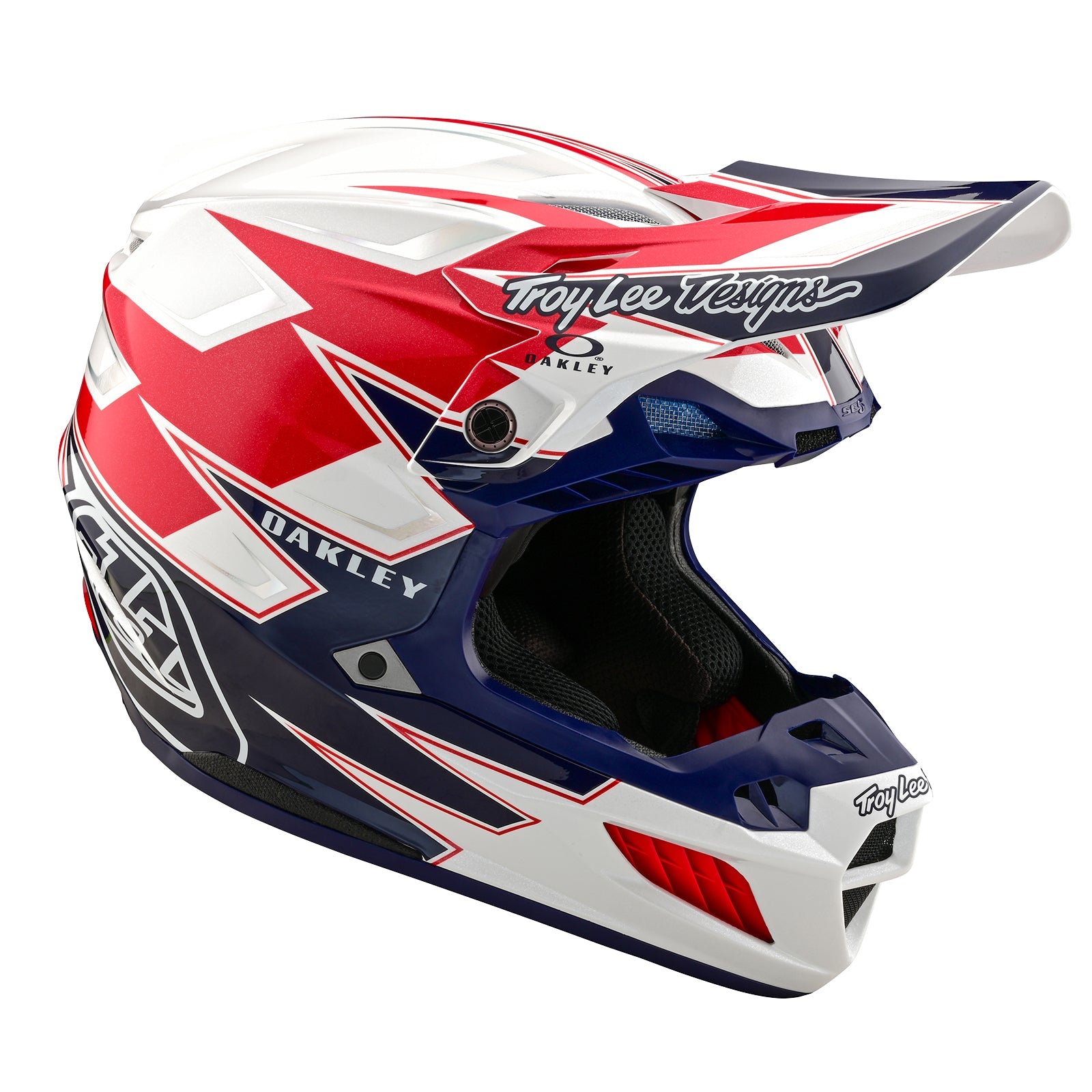 Casco Troy Lee Designs SE5 MIPS Compuesto Visión Blanco Azul Motocross Protección