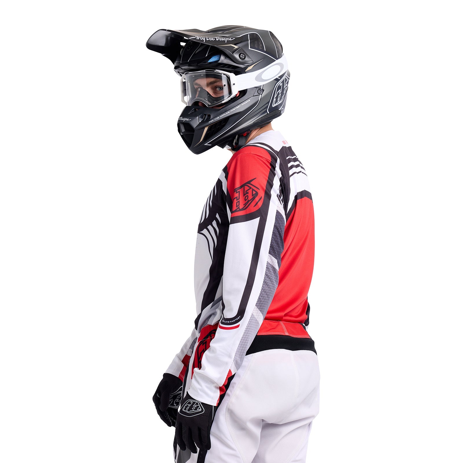 Maillot Troy Lee Designs SE Pro Wavez Blanco/Rojo: Transpirable, Ligero, Rendimiento Superior Motocross