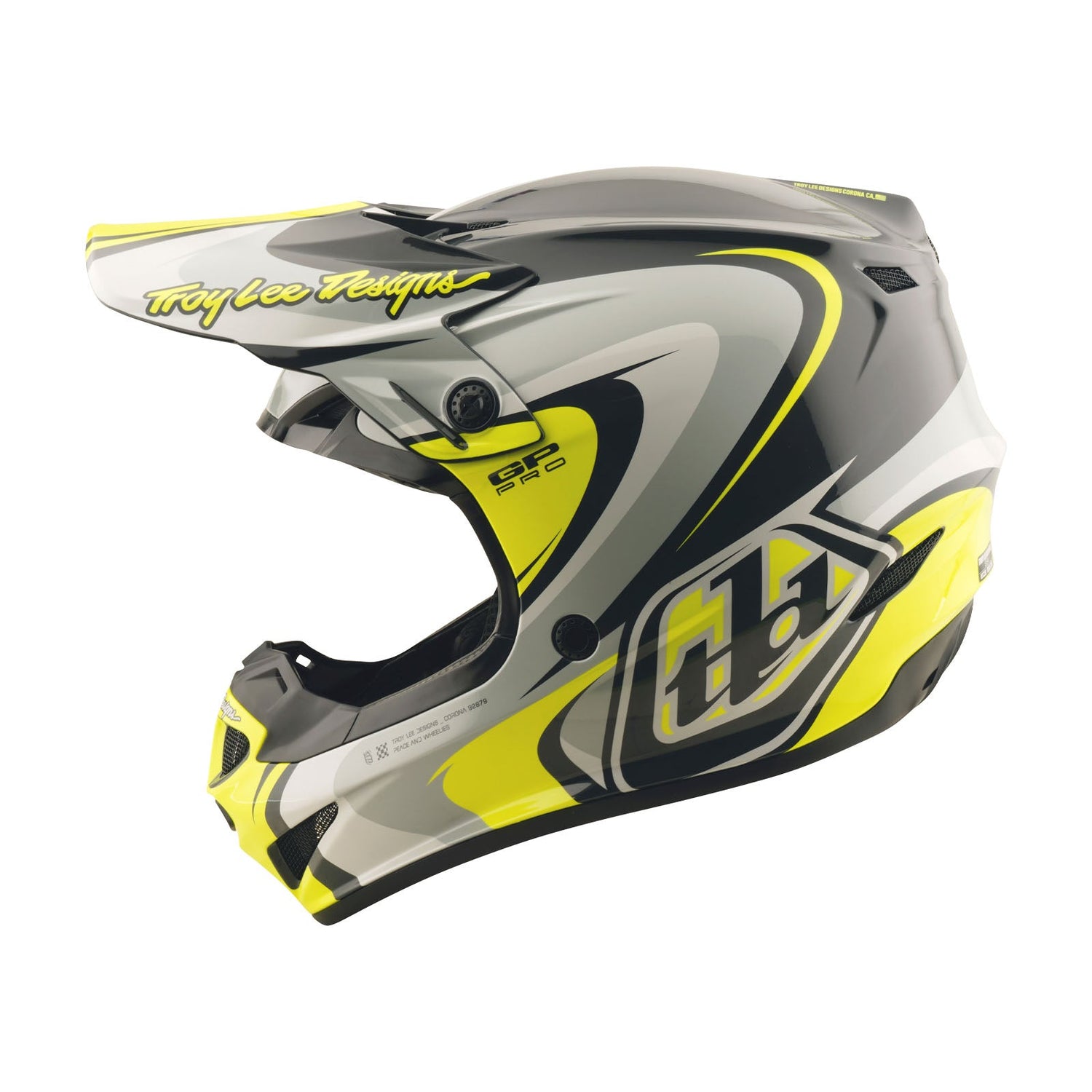 Casco Troy Lee Designs GP Pro con MIPS Crossover Gris/Amarillo Flúor, Protección Motocross Superior