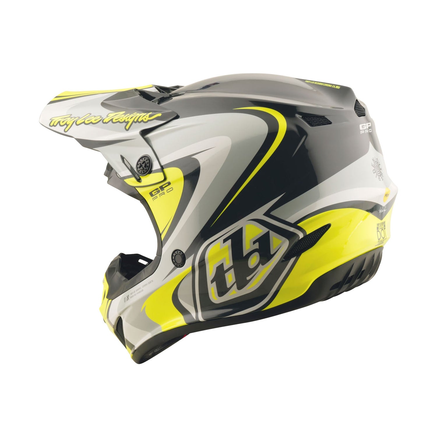 Casco Troy Lee Designs GP Pro con MIPS Crossover Gris/Amarillo Flúor, Protección Motocross Superior