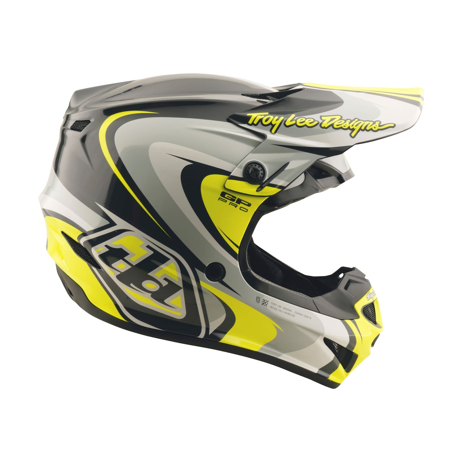 Casco Troy Lee Designs GP Pro con MIPS Crossover Gris/Amarillo Flúor, Protección Motocross Superior