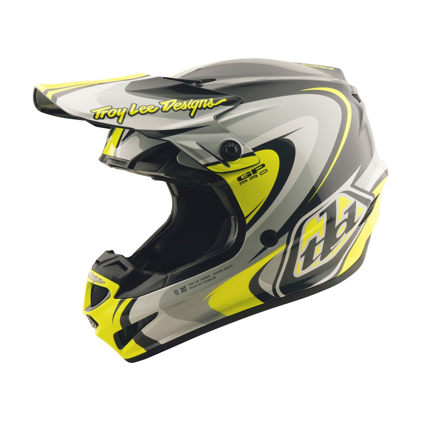 Casco Troy Lee Designs GP Pro con MIPS Crossover Gris/Amarillo Flúor, Protección Motocross Superior
